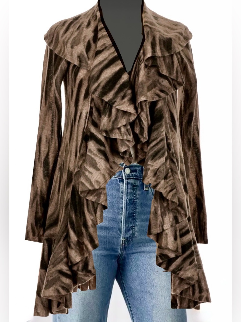 Alberto Makali Taupe Open Waterfall Cardigan